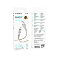 Дата кабель Borofone BX116 Certain USB для Type-C 3A (1m) Gray