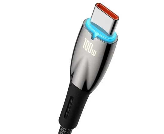 Дата кабель Baseus Glimmer Series Fast Charging Data Cable USB to Type-C 100W 1m (CADH00040) Black