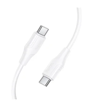Дата кабель Hoco X124 Bien silicone Type-C to Type-C 60W (1m) White