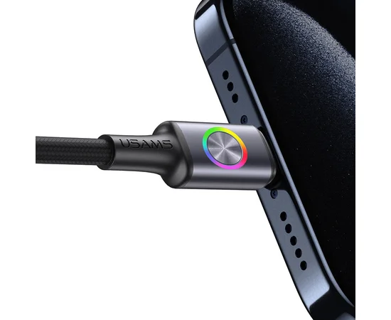 Дата кабель Usams US-SJ753 With Colorful Light Huan Ser. Type-C to Lightning 30W (1.2m) Tarnish