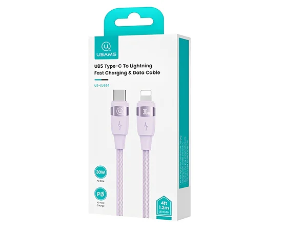 Дата кабель Usams US-SJ635 U85 Type-C to Lightning 30W (2m) Purple