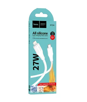 Дата кабель Hoco X124 Bien silicone Type-C to Lightning 27W (1m) White