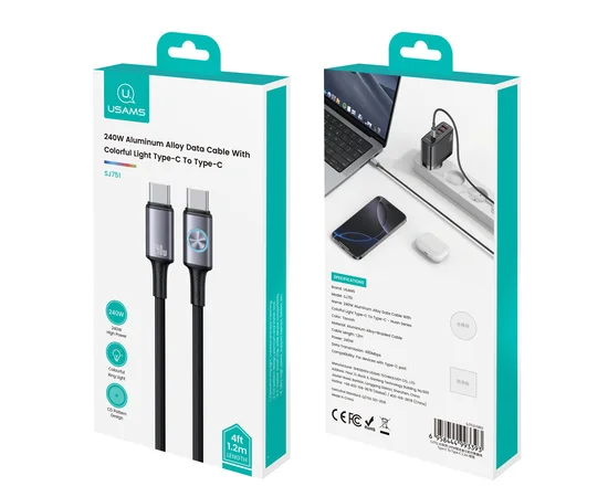 Дата кабель Usams US-SJ751 With Colorful Light Huan Ser.