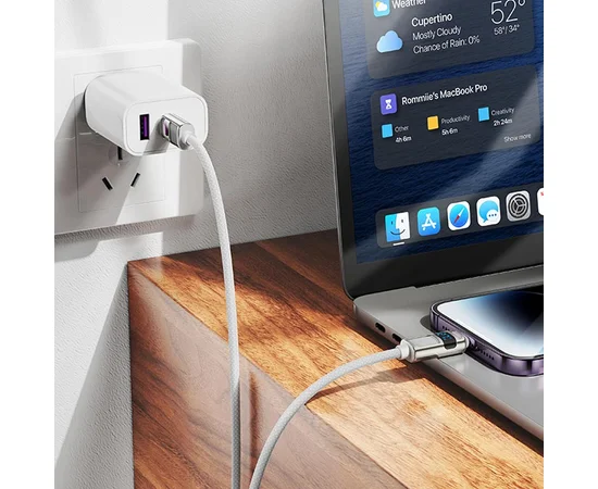 Дата кабель Hoco U137 Line with display Type-C to Lightning 27W (1.2m) White