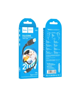 Дата кабель Hoco X90 Cool silicone Type-C to Lightning 20W (1m) Black