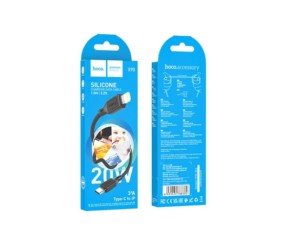 Дата кабель Hoco X90 Cool silicone Type-C to Lightning 20W (1m) Black
