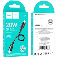 Дата кабель Hoco X96 Hyper Type-C to Lightning 20W (0.25m) Black