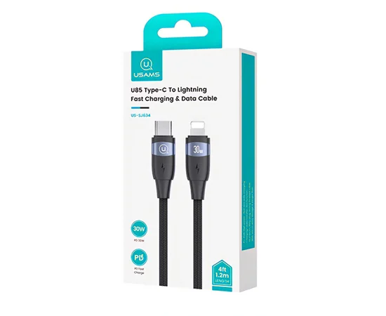 Дата кабель Usams US-SJ635 U85 Type-C to Lightning 30W (2m) Black