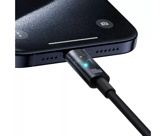 Дата кабель Baseus Explorer with Auto Shutdown Type-C to Type-C 100W (1m) (P103197031) Cluster Black