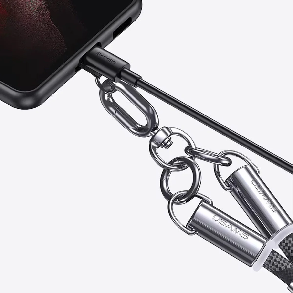 Дата кабель-шнурок Usams US-SJ745 Type-C to Type-C 60W (1.2m) Black