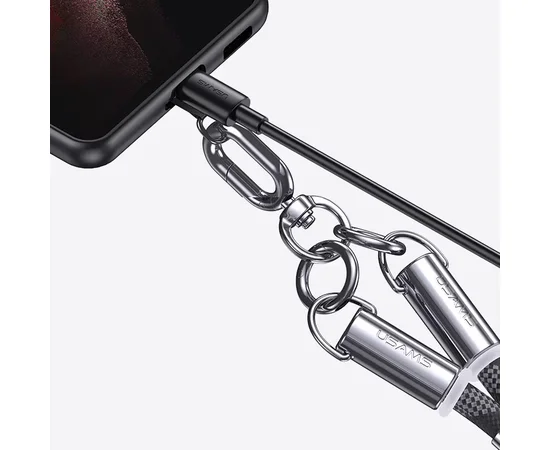 Дата кабель-шнурок Usams US-SJ745 Type-C to Type-C 60W (1.2m) Black