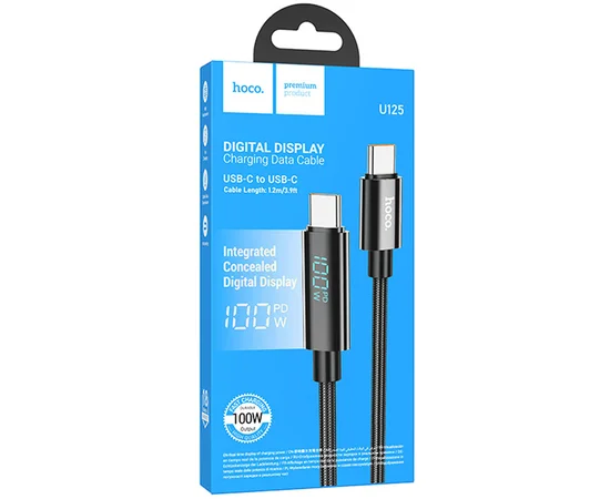Дата кабель Hoco U125 Benefit 100W Type-C to Type-C (1.2m) Black