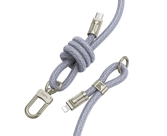 Дата кабель-шнурок Hoco GH7 Elegant Type-C to Lightning (1.8m) Denim Blue
