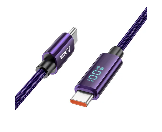 Дата кабель Hoco U125 Benefit 100W Type-C to Type-C (1.2m) Purple