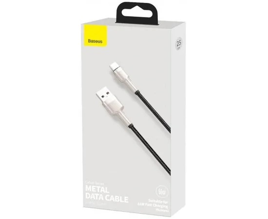 Дата кабель Baseus Cafule Metal Data USB to Type-C 66W (0.25m) (CAKF00000) Black