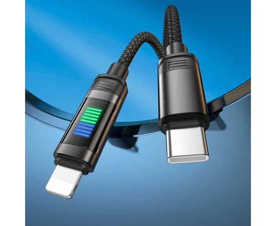 Дата кабель Hoco U126 Lantern 27W Type-C to Lightning (1.2m) Black