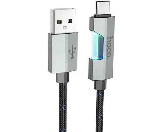Дата кабель Hoco U123 Regent colorful 3A USB to Type-C (1.2m) Black