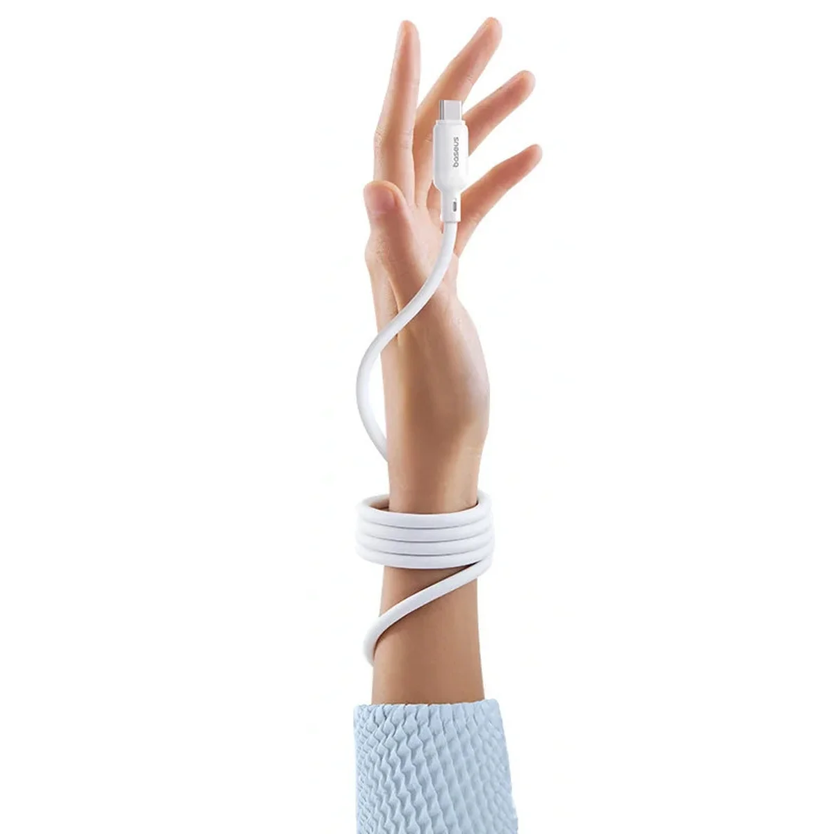 Дата кабель Baseus PicoGo Magnetic Liquid Silicone Type-C to Type-C 240W (1m) (P10376800) Moon White