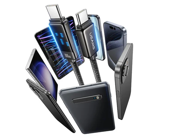 Дата кабель Usams US-SJ744 Meteor Ser. Type-C to Type-C 100W (1.2m) Tarnish