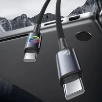 Дата кабель Usams US-SJ752 With Colorful Light Huan Ser. Type-C to Type-C 60W (1.2m) Tarnish