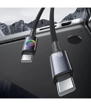 Дата кабель Usams US-SJ752 With Colorful Light Huan Ser. Type-C to Type-C 60W (1.2m) Tarnish