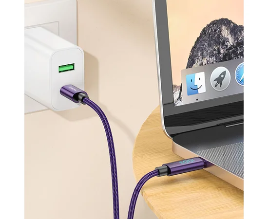 Дата кабель Hoco U125 Benefit 100W Type-C to Type-C (1.2m) Purple