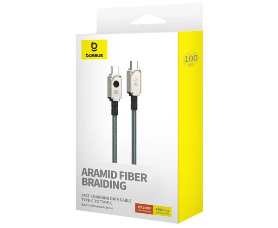 Дата кабель Baseus Unbreakable Series Fast Charging Type-C to Type-C 100W 1m (P10355800111-0) Stellar White
