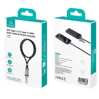 Дата кабель-шнурок Usams US-SJ745 Type-C to Type-C 60W (1.2m) Black