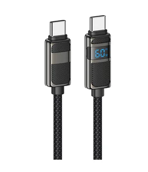 Дата кабель Hoco U137 Line with display Type-C to Type-C 60W (1.2m) Black
