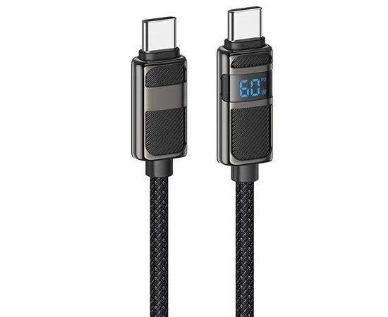 Дата кабель Hoco U137 Line with display Type-C to Type-C 60W (1.2m) Black