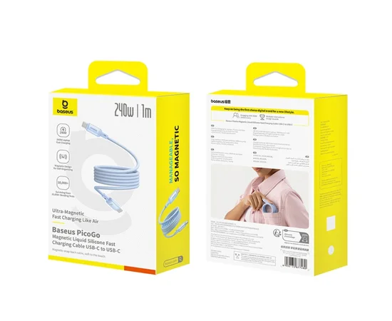 Дата кабель Baseus PicoGo Magnetic Liquid Silicone Type-C to Type-C 240W (1m) (P10376800) Galaxy Blue