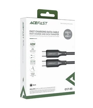 Дата кабель Acefast C17-03 Type-C to Type-C 60W (1.2m) Black