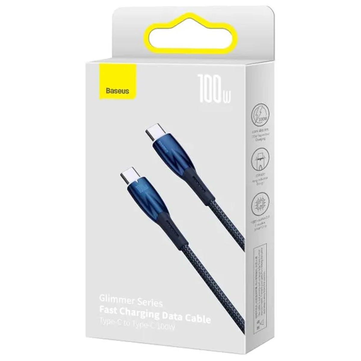 Дата кабель Baseus Glimmer Series Fast Charging Type-C to Type-C 100W 1m (CADH00070) Blue