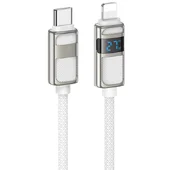 Дата кабель Hoco U137 Line with display Type-C to Lightning 27W (1.2m) White