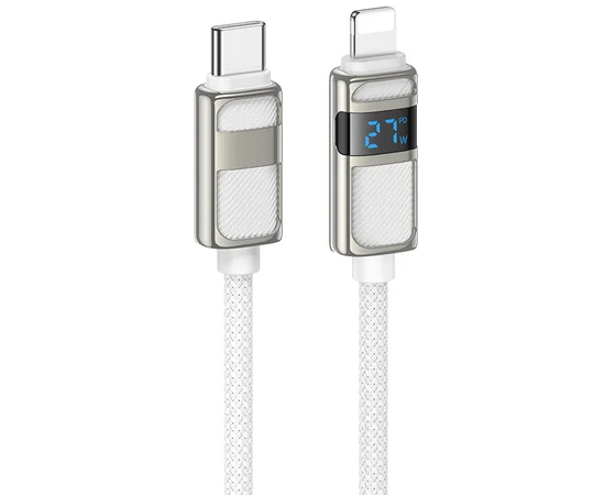 Дата кабель Hoco U137 Line with display Type-C to Lightning 27W (1.2m) White