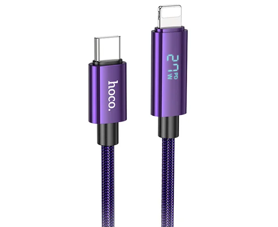 Дата кабель Hoco U125 Benefit 27W Type-C to Lightning (1.2m) Purple