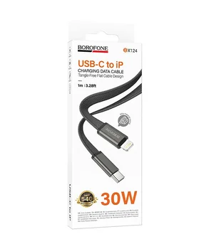 Дата кабель Borofone BX124 Peace Type-C to Lightning 30W (1m) Black
