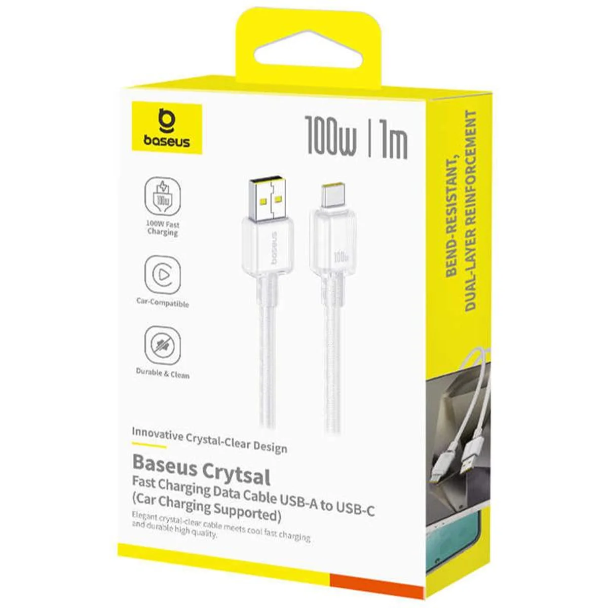 Дата кабель Baseus Crystal USB to Type-C 100W (1m) (E04279) Moon White