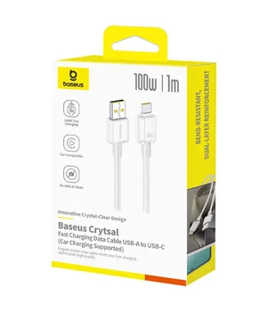 Дата кабель Baseus Crystal USB to Type-C 100W (1m) (E04279) Moon White