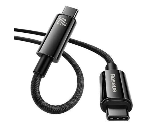 Дата кабель Baseus Tungsten Gold Type-C to Type-C Cable 240W (1m) (CAWJ04000) Black