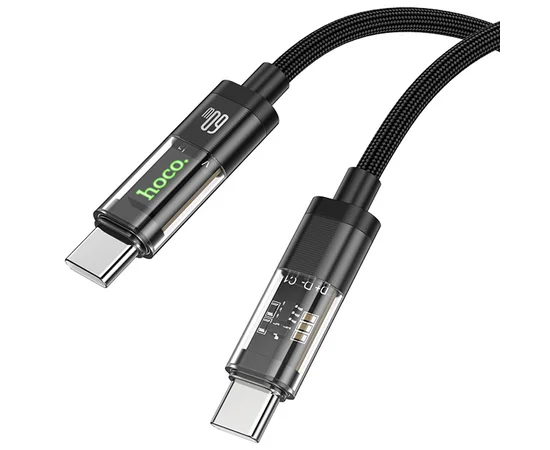 Дата кабель Hoco U116 Transparent Discovery Edition 60W Type-C to Type-C (1.2m) Black