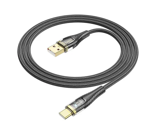 Дата кабель Hoco U121 Gold standart Transparent Discovery Edition USB to Type-C (1.2m) Black