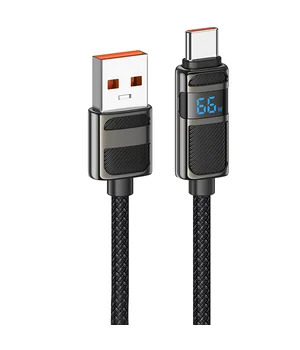 Дата кабель Hoco U137 Line with display USB to Type-C 5A/66W (1.2m) Black