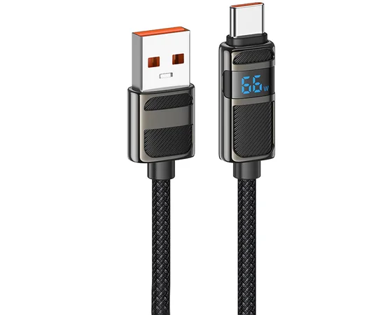 Дата кабель Hoco U137 Line with display USB to Type-C 5A/66W (1.2m) Black
