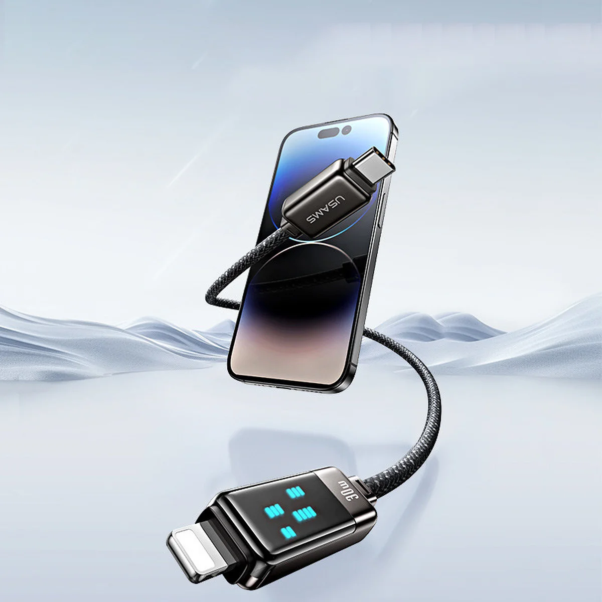 Дата кабель Usams US-SJ743 Meteor Ser. Type-C to Lightning 30W (1.2m) Tarnish