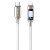 Дата кабель Usams US-SJ749 With Colorful Light TC Ser. Type-C to Lightning 30W (1.2m) Titanium