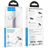 Дата кабель-шнурок Hoco GH5 Elegant Type-C to Lightning (0.21m) Denim Blue