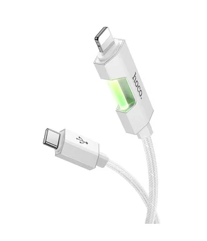 Дата кабель Hoco U123 Regent colorful 27W Type-C to Lightning (1.2m) Gray