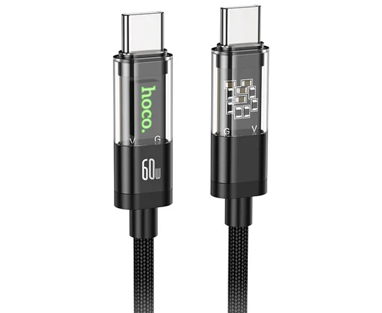 Дата кабель Hoco U116 Transparent Discovery Edition 60W Type-C to Type-C (1.2m) Black