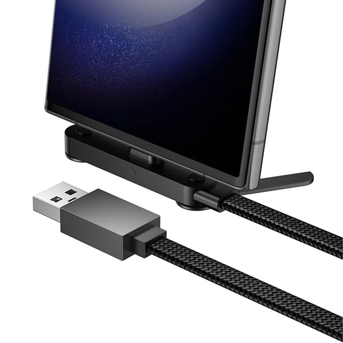 Дата кабель Hoco U150 Exquisite side plug and stand USB to Type-C 36W (1.2m) Black